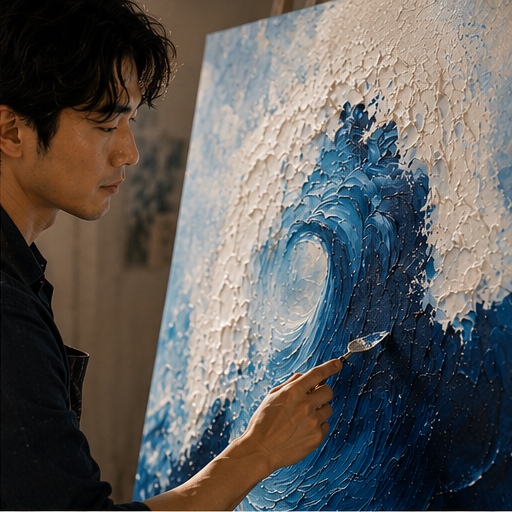 Beom-seok working in the Manenchi studio. working in the Manenchi studio.
