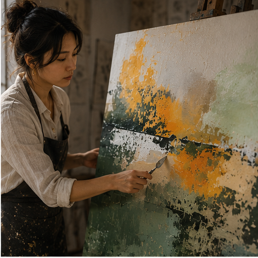 Maya Chen working in the Manenchi studio. working in the Manenchi studio.