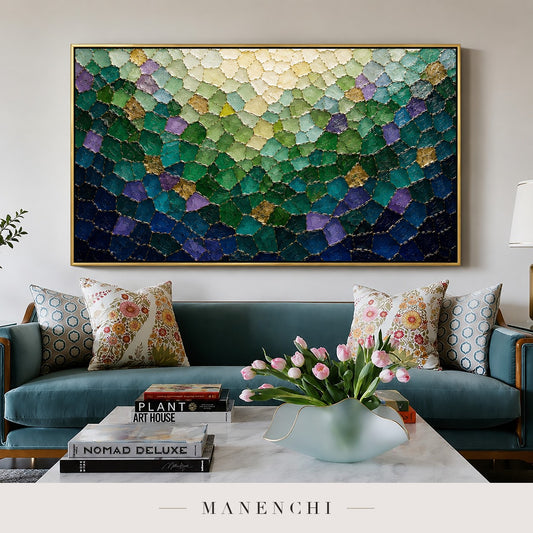 Aurora Verde original hand-painted abstract mosaic painting by Manenchi