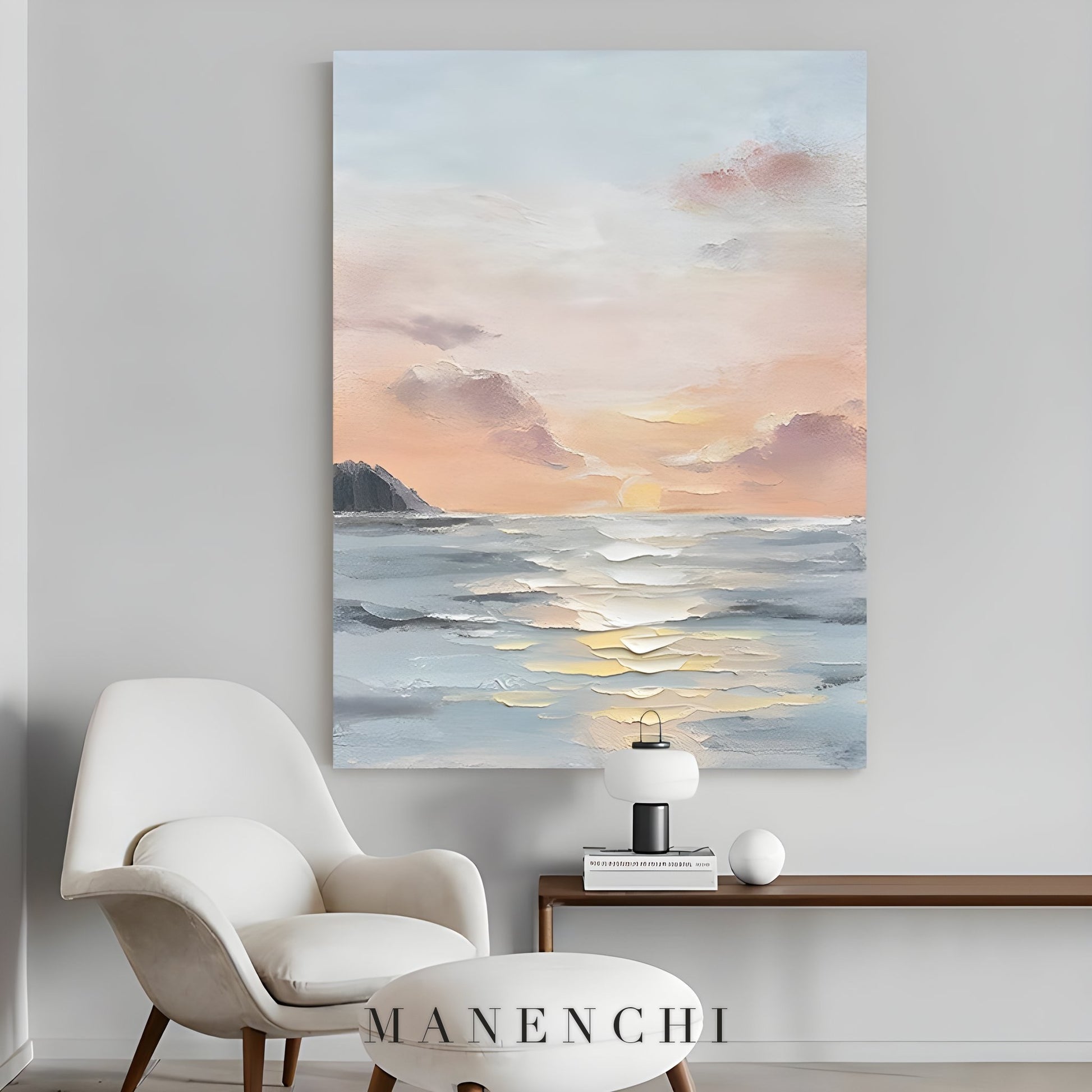 Coastal Serenity - original hand-painted abstract painting by ManenchiGallery