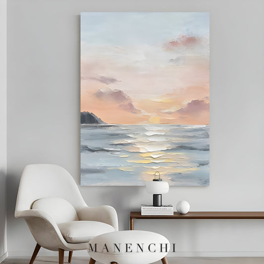 Coastal Serenity - original hand-painted abstract painting by ManenchiGallery