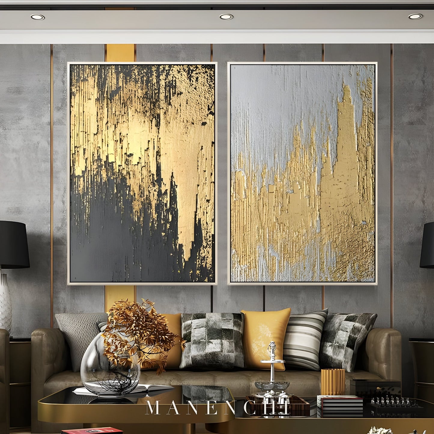 Golden Alchemy - original hand-painted abstract painting by ManenchiGallery