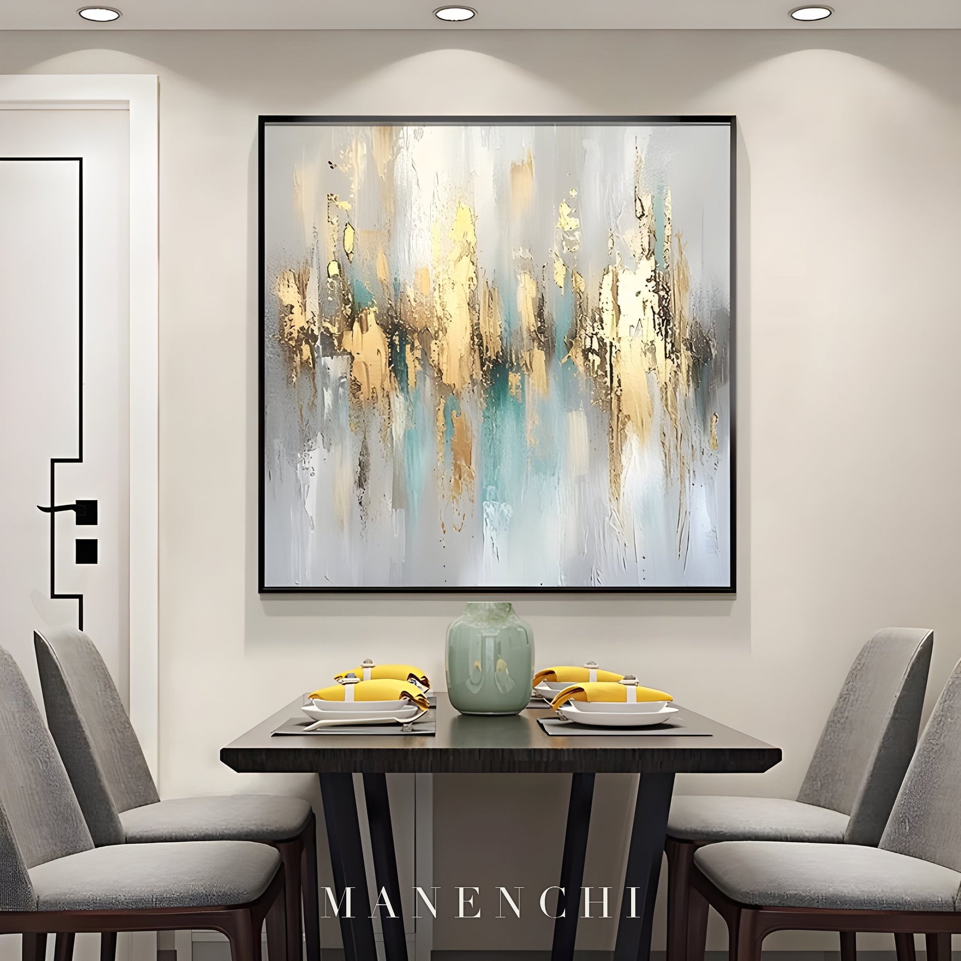 Gilded Serenity - original hand-painted abstract painting by ManenchiGallery