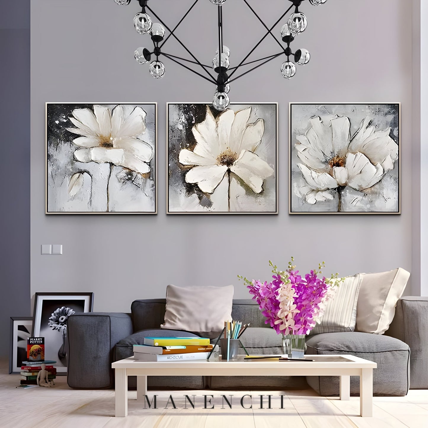 Ethereal Blooms - original hand-painted abstract painting by ManenchiGallery