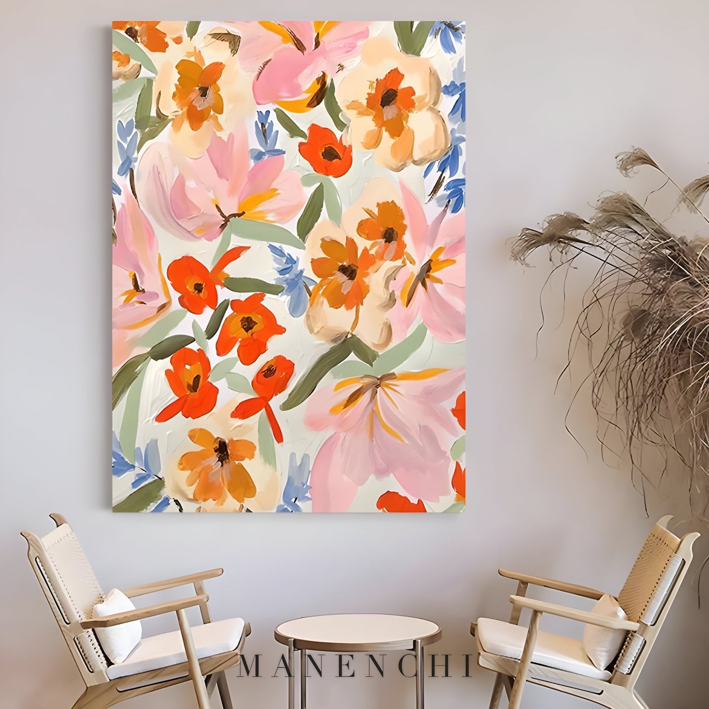 Summer Bloom Canvas - original hand-painted abstract painting by ManenchiGallery