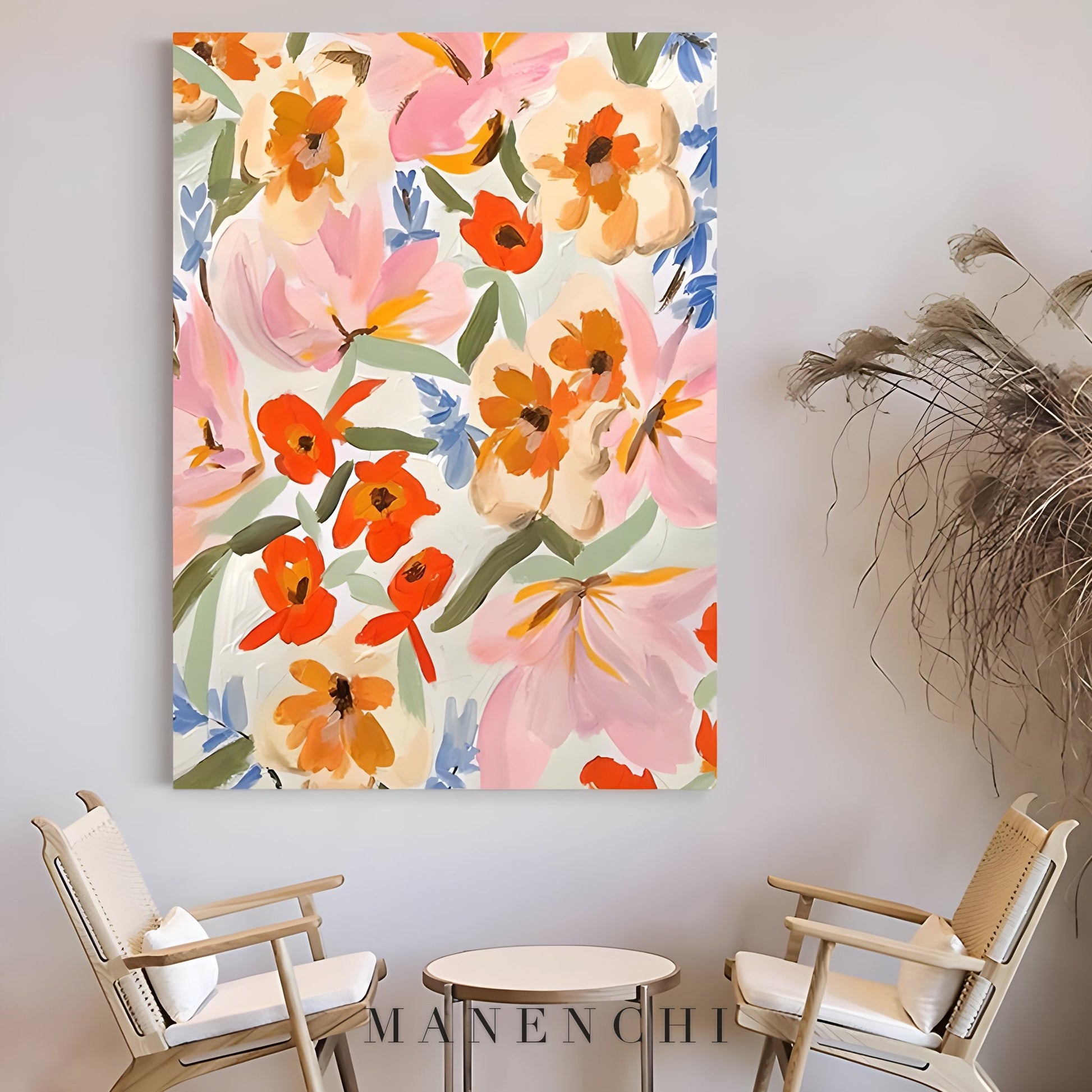 Summer Bloom Canvas - original hand-painted abstract painting by ManenchiGallery