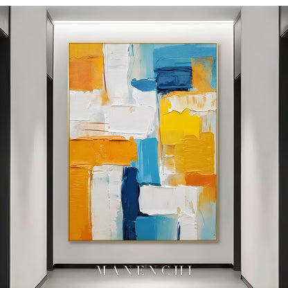 Vibrant Geometric Flow - original hand-painted abstract painting by ManenchiGallery