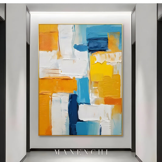 Vibrant Geometric Flow - original hand-painted abstract painting by ManenchiGallery