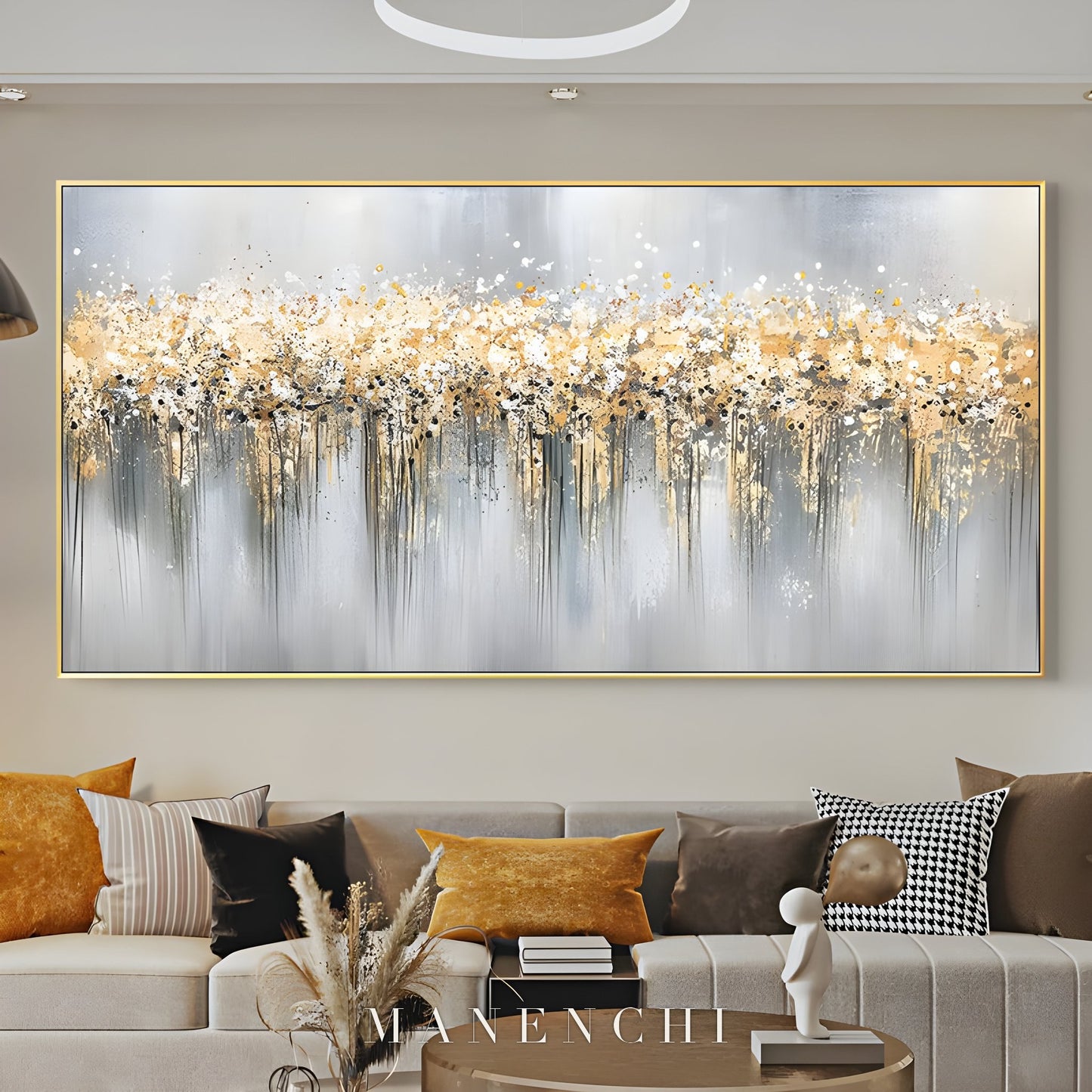 Gilded Cascade - original hand-painted abstract painting by ManenchiGallery