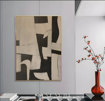 Monochromatic Echoes - original hand-painted abstract painting by ManenchiGallery