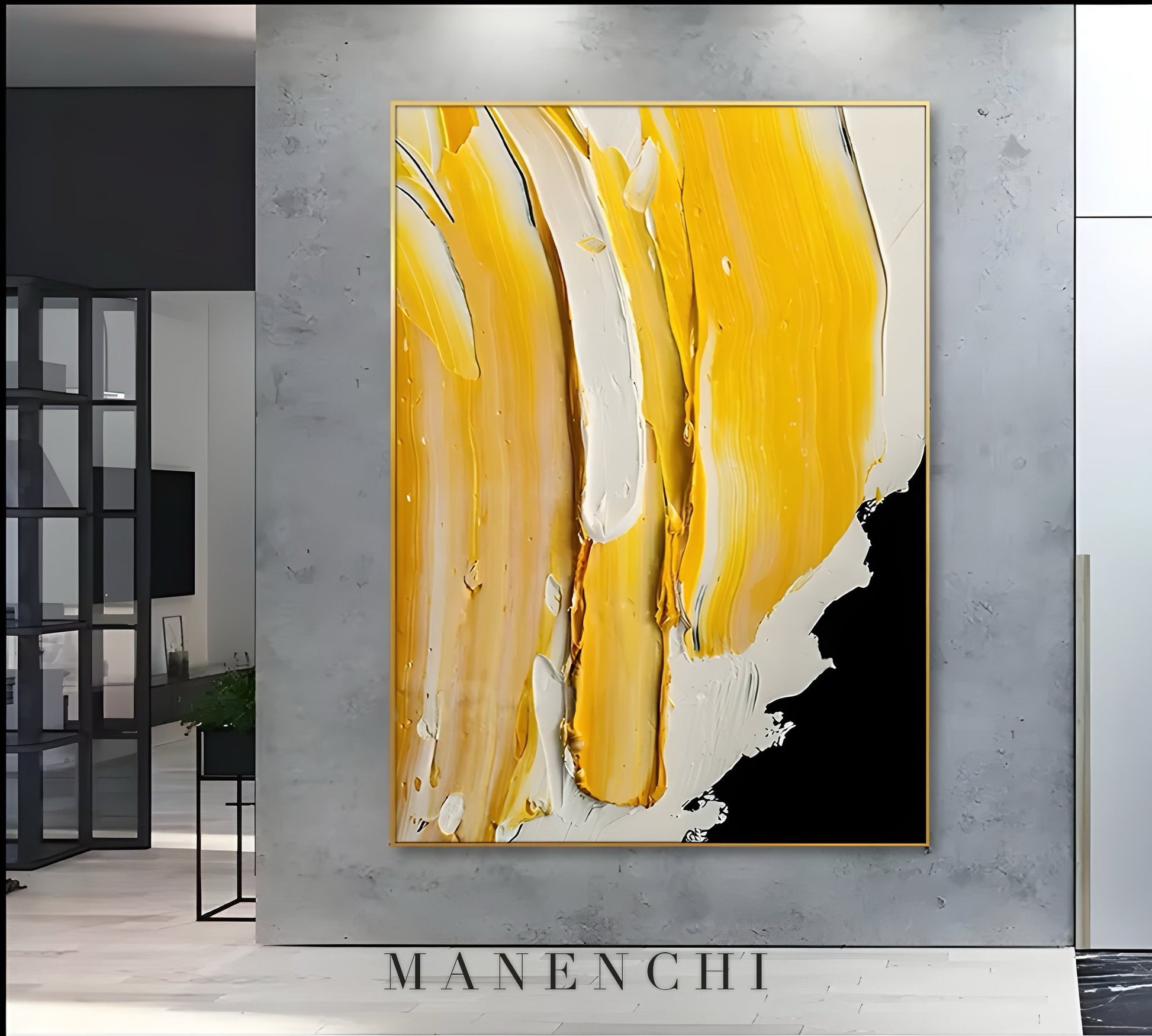 Golden Embers - original hand-painted abstract painting by ManenchiGallery
