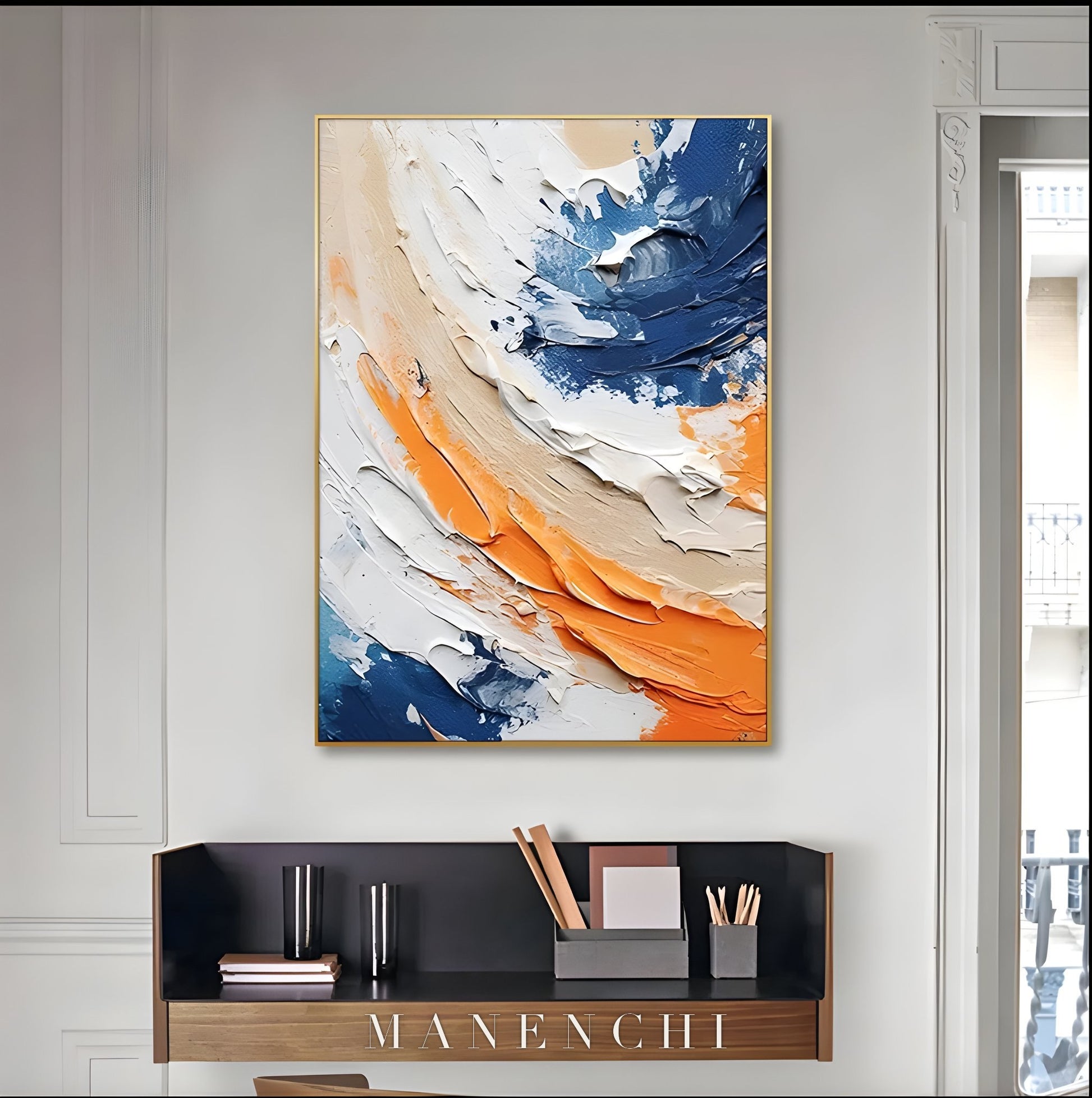 Textural Tidal Wave - original hand-painted abstract painting by ManenchiGallery