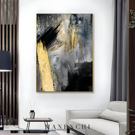 Gold Strike - original hand-painted abstract painting by ManenchiGallery