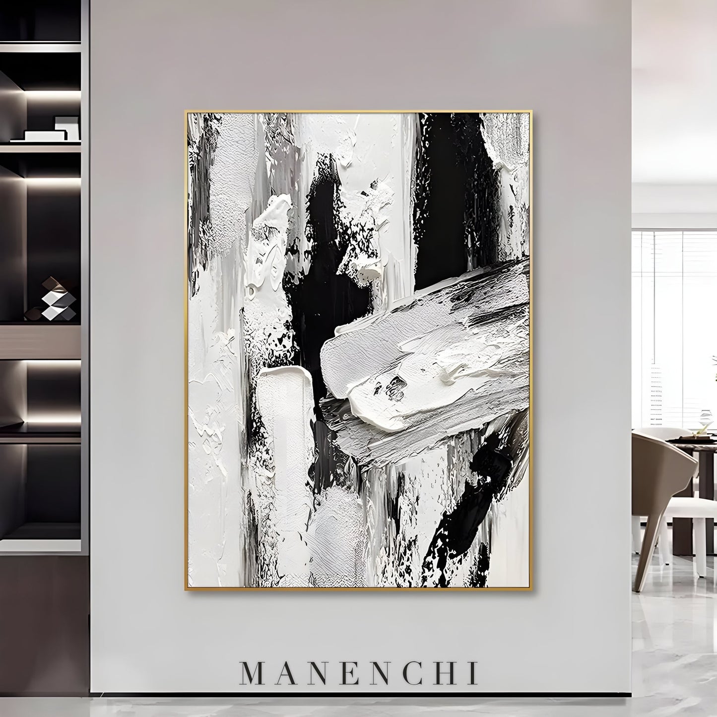 Monochromatic Majesty - original hand-painted abstract painting by ManenchiGallery
