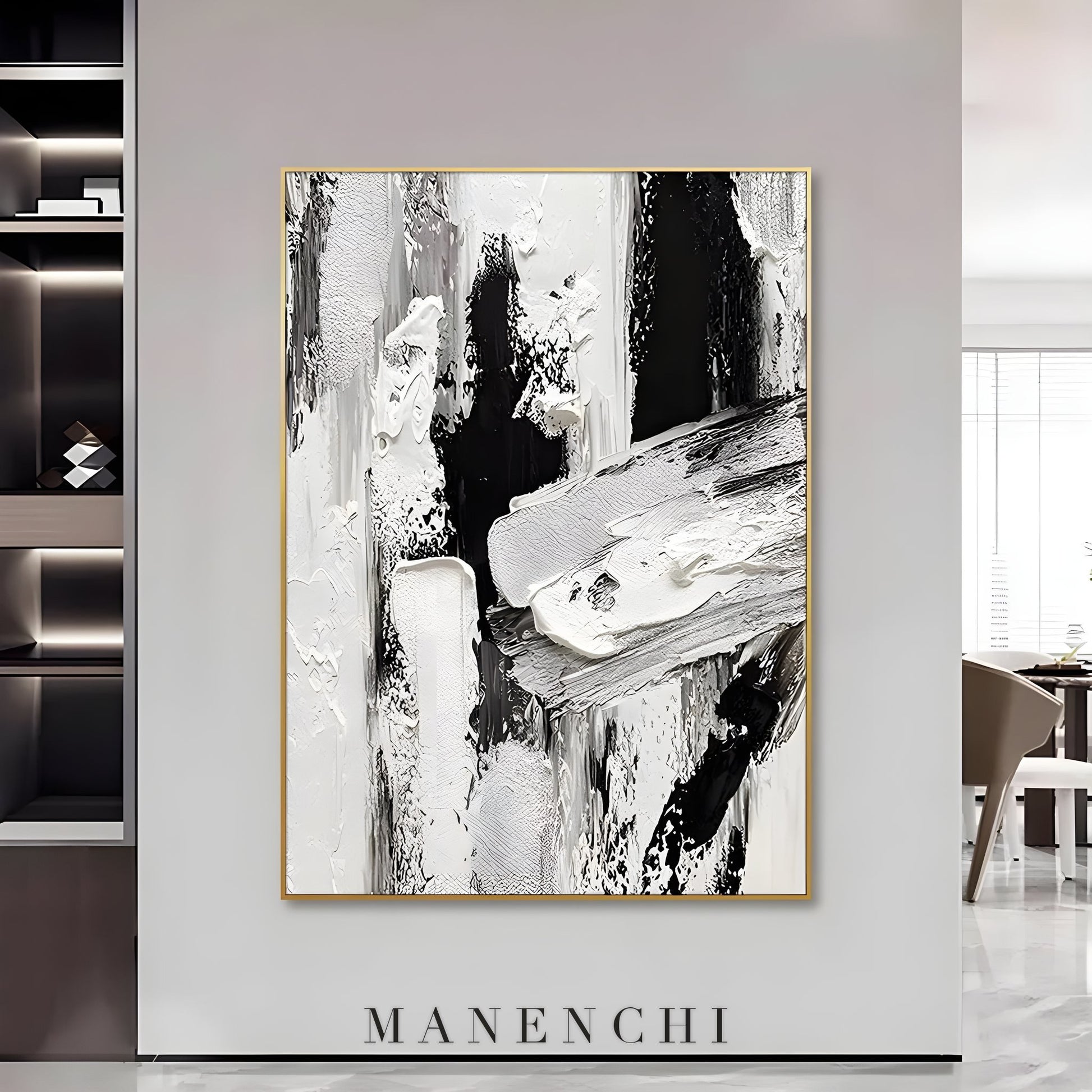 Monochromatic Majesty - original hand-painted abstract painting by ManenchiGallery