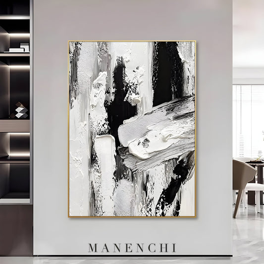 Monochromatic Majesty - original hand-painted abstract painting by ManenchiGallery