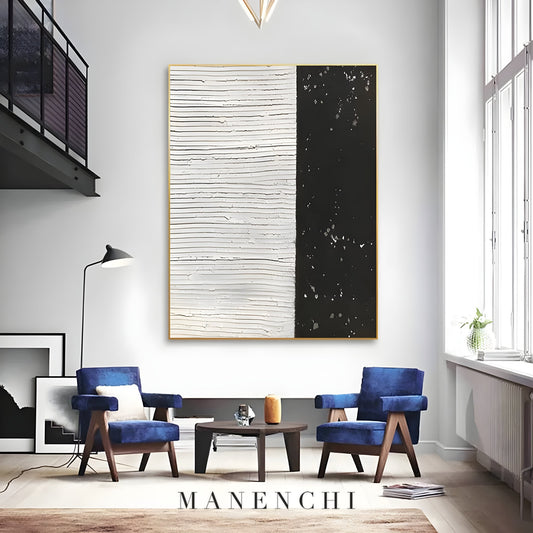 Monochrome Contrast - original hand-painted abstract painting by ManenchiGallery