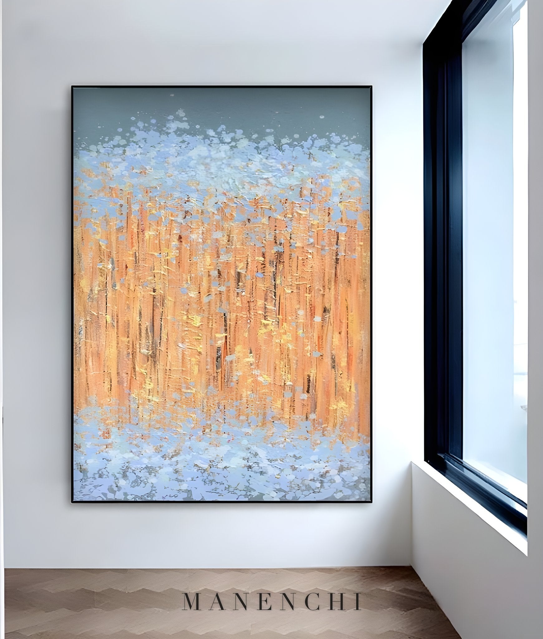 Amber Mist Ethereal - original hand-painted abstract painting by ManenchiGallery