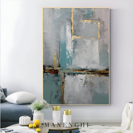 Azure Serenity - original hand-painted abstract painting by ManenchiGallery