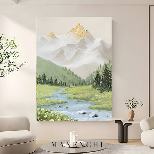 Alpine Gold Horizon - original hand-painted abstract painting by ManenchiGallery