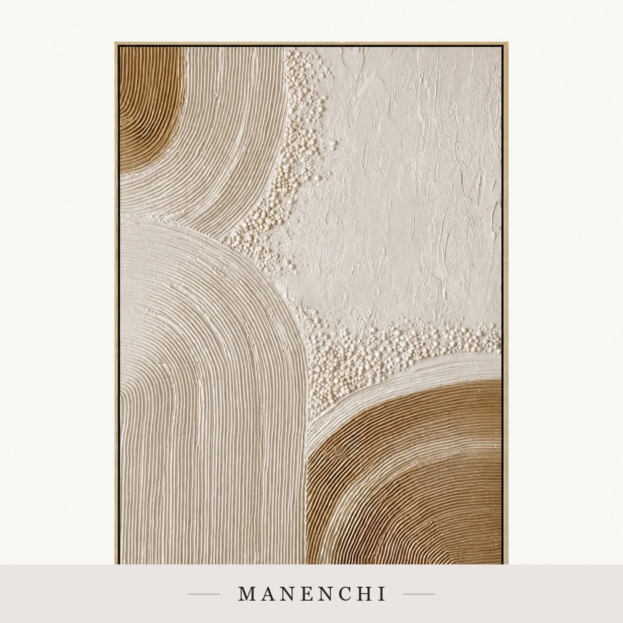 Sculptural Golden Dunes | Contemporary Wall Art - original hand-painted painting by Manenchi, styled in a room setting