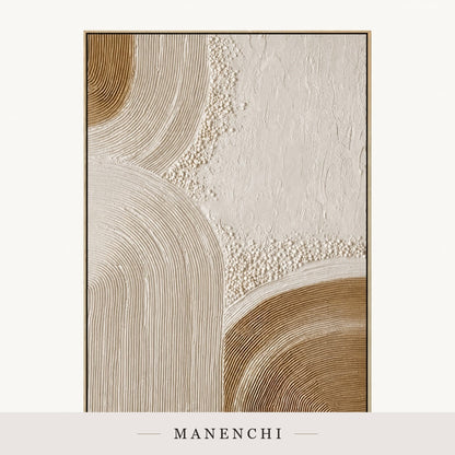 Sculptural Golden Dunes | Contemporary Wall Art - original hand-painted painting by Manenchi, styled in a room setting