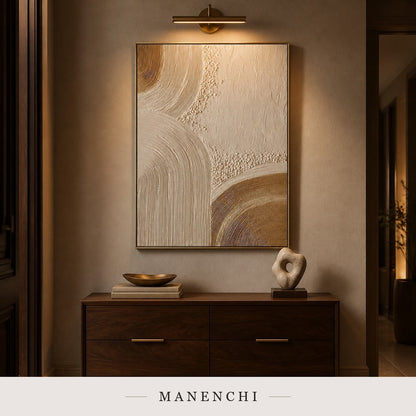 Sculptural Golden Dunes | Contemporary Wall Art - original hand-painted painting by Manenchi, styled in a room setting