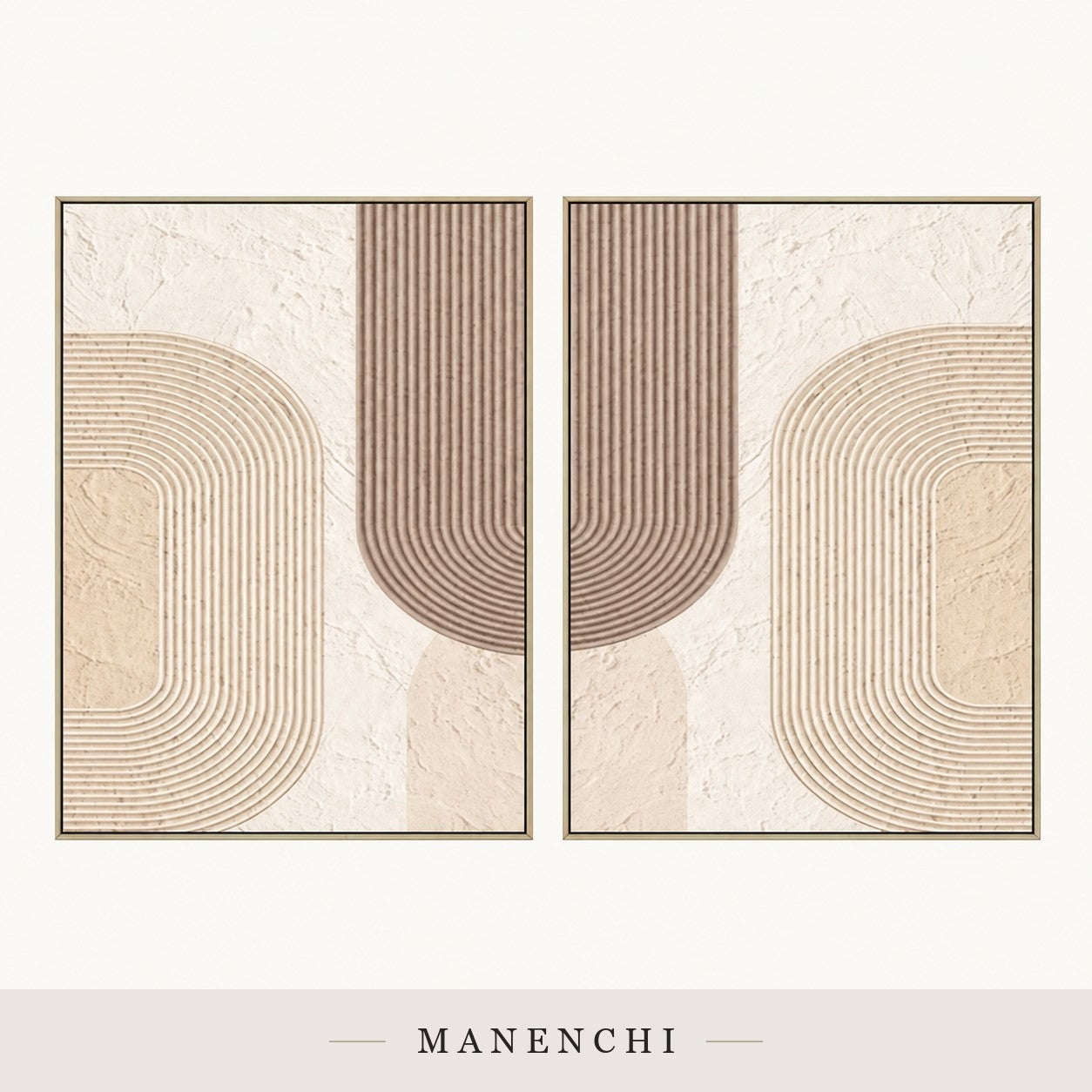 Sculpted Lines | Wabi-Sabi Wall Art - original hand-painted painting by Manenchi, styled in a room setting