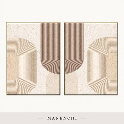 Sculpted Lines | Wabi-Sabi Wall Art - original hand-painted painting by Manenchi, styled in a room setting