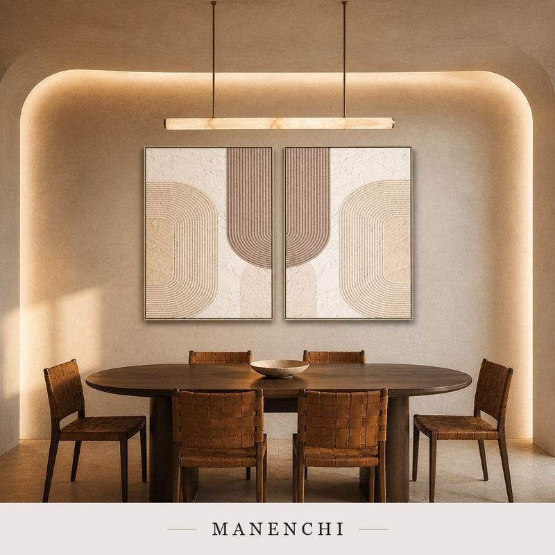 Sculpted Lines | Wabi-Sabi Wall Art - original hand-painted painting by Manenchi, styled in a room setting