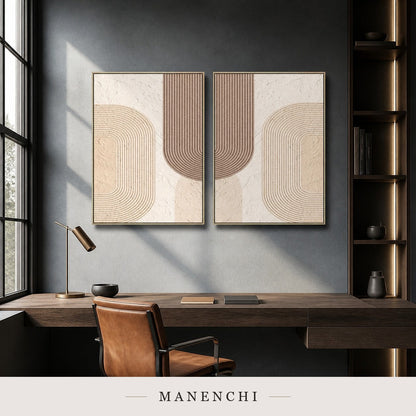 Sculpted Lines | Wabi-Sabi Wall Art - original hand-painted painting by Manenchi, styled in a room setting