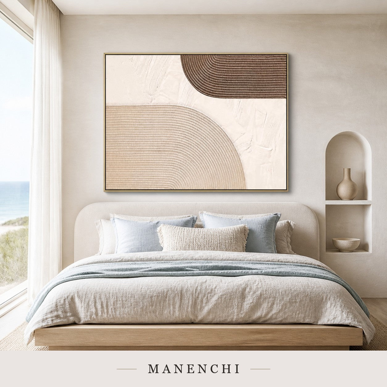 Chalked Veils | Contemporary Wall Art - original hand-painted painting by Manenchi, styled in a room setting