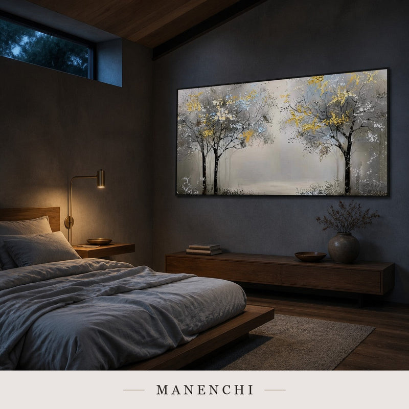 Gilded Forms | Gold Leaf Wall Art - original hand-painted painting by Manenchi, styled in a room setting