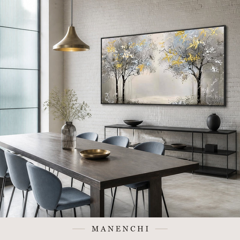 Gilded Forms | Gold Leaf Wall Art - original hand-painted painting by Manenchi, styled in a room setting