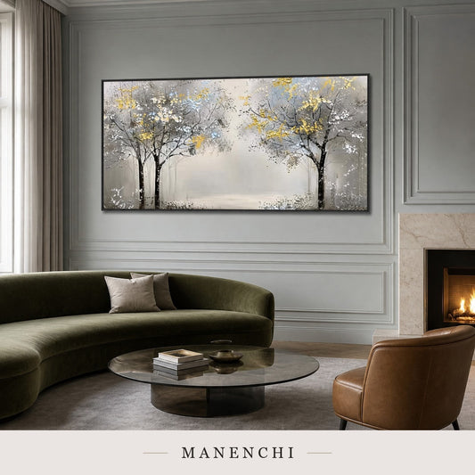 Gilded Forms | Gold Leaf Wall Art - original hand-painted painting by Manenchi, styled in a room setting