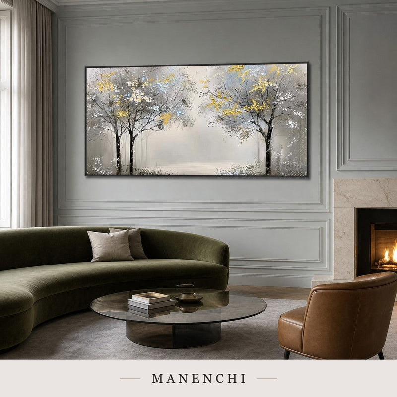 Gilded Forms | Gold Leaf Wall Art - original hand-painted painting by Manenchi, styled in a room setting