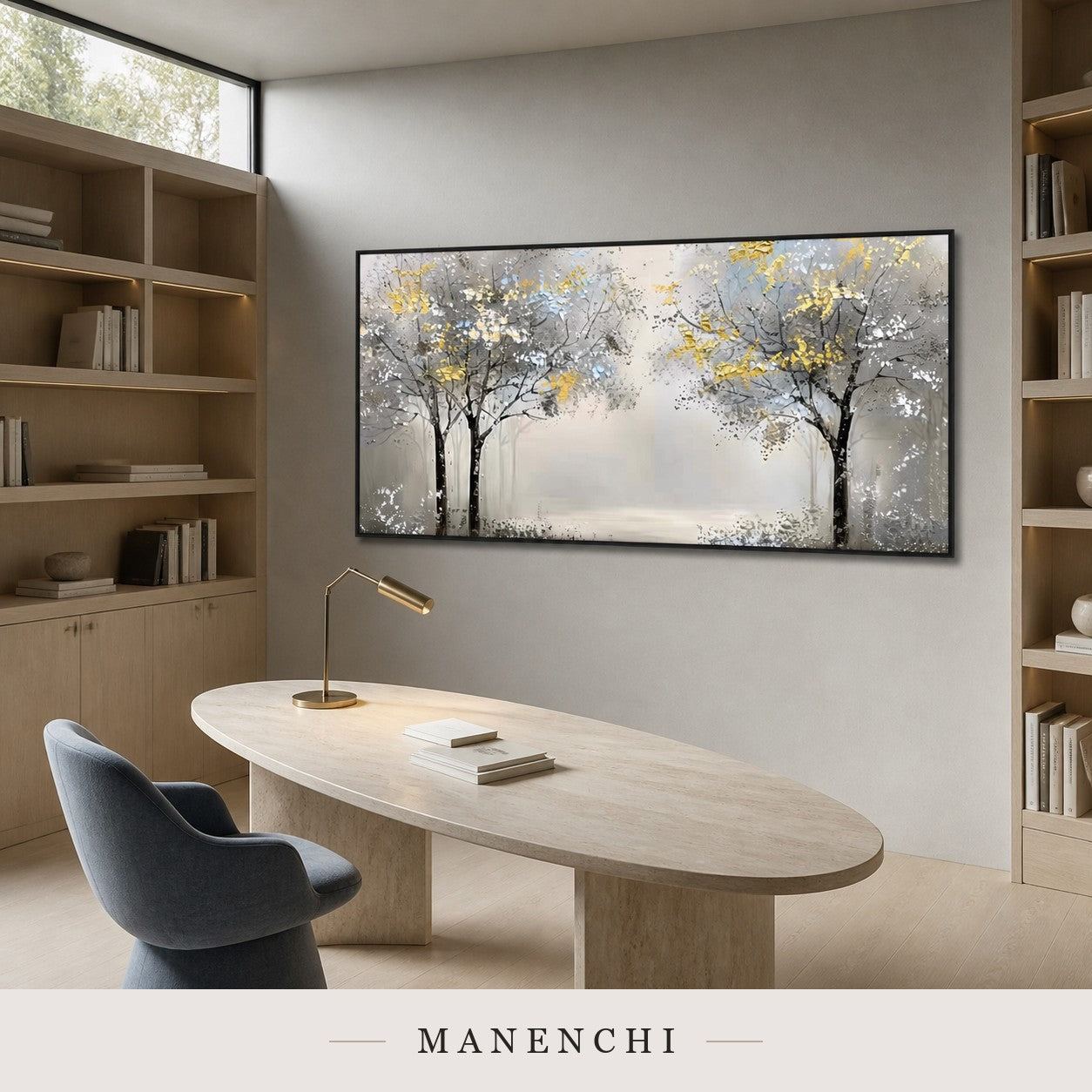 Gilded Forms | Gold Leaf Wall Art - original hand-painted painting by Manenchi, styled in a room setting