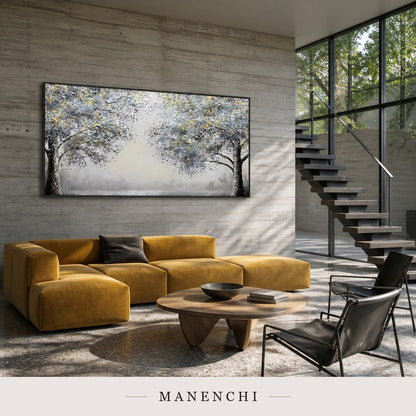 Etched Bark | Gold Leaf Wall Art - original hand-painted painting by Manenchi, styled in a room setting