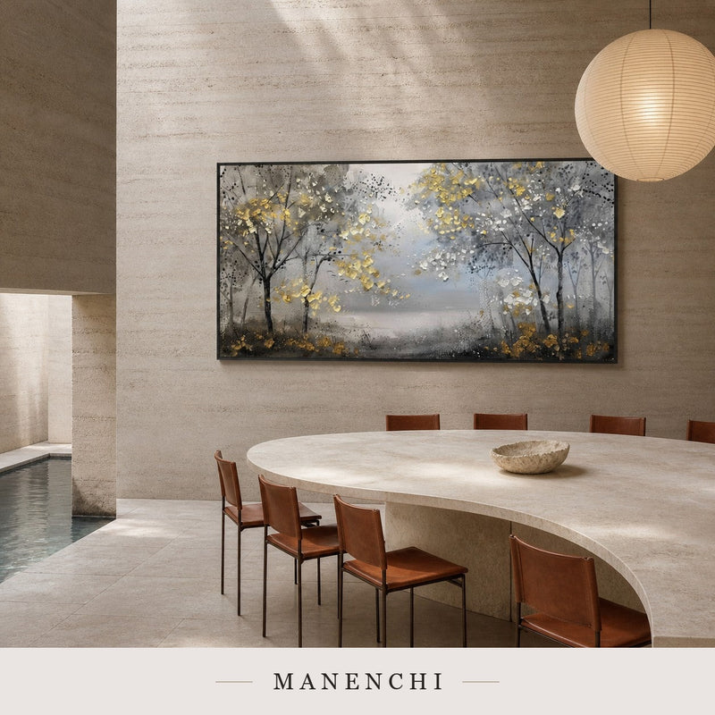Molten Foliage | Gold Leaf Wall Art - original hand-painted painting by Manenchi, styled in a room setting