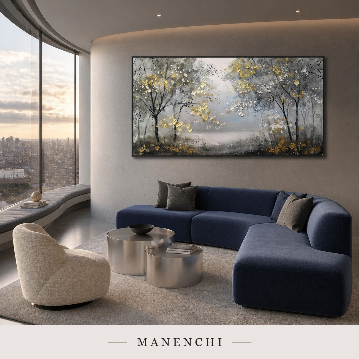 Molten Foliage | Gold Leaf Wall Art - original hand-painted painting by Manenchi, styled in a room setting