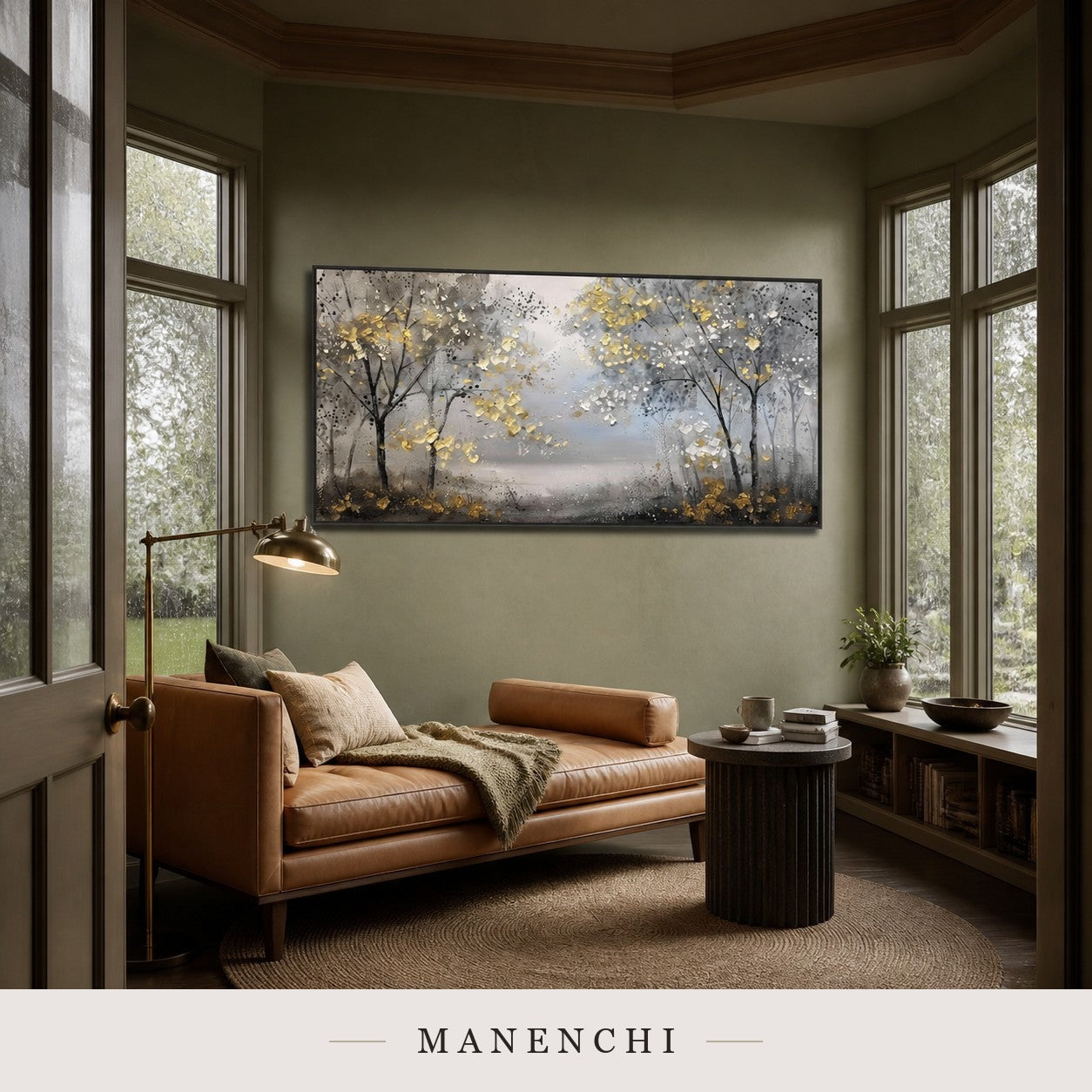 Molten Foliage | Gold Leaf Wall Art - original hand-painted painting by Manenchi, styled in a room setting