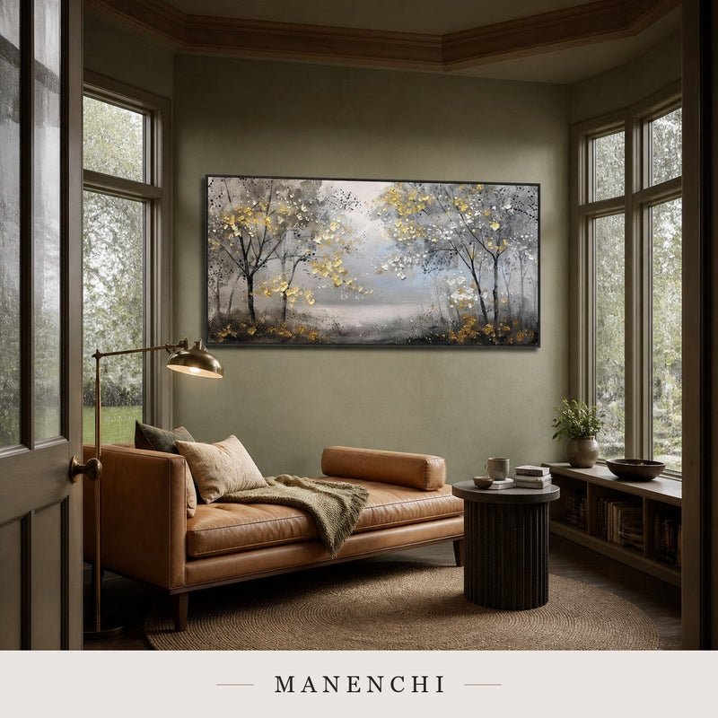 Molten Foliage | Gold Leaf Wall Art - original hand-painted painting by Manenchi, styled in a room setting