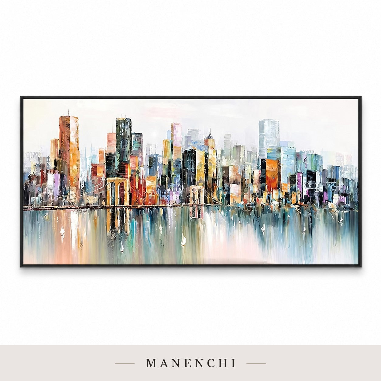 Carved Skyline | Contemporary Wall Art - original hand-painted painting by Manenchi, styled in a room setting
