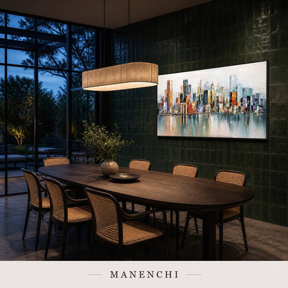 Carved Skyline | Contemporary Wall Art - original hand-painted painting by Manenchi, styled in a room setting