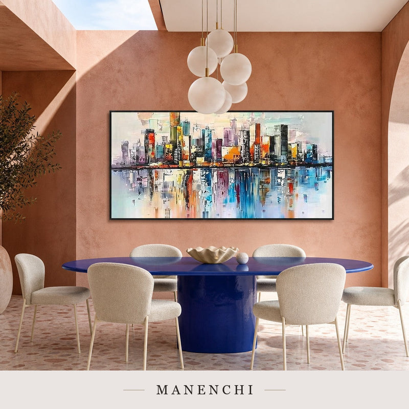 Crested Echoes | Contemporary Wall Art - original hand-painted painting by Manenchi, styled in a room setting
