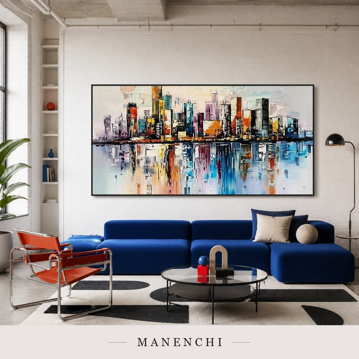 Crested Echoes | Contemporary Wall Art - original hand-painted painting by Manenchi, styled in a room setting