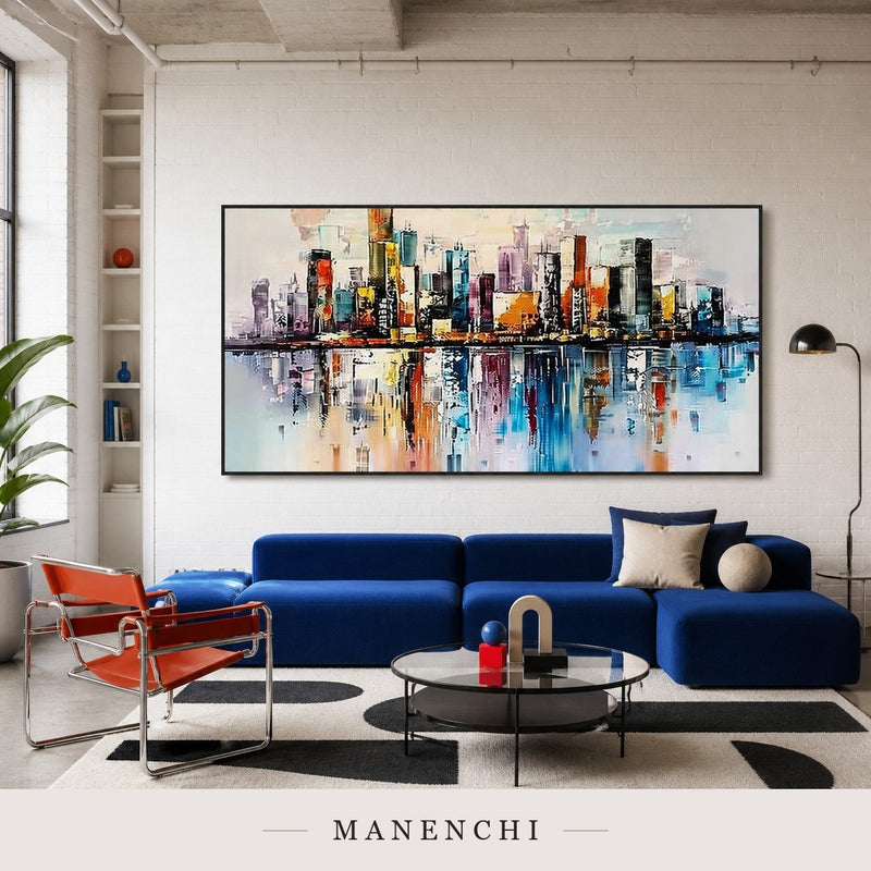 Crested Echoes | Contemporary Wall Art - original hand-painted painting by Manenchi, styled in a room setting