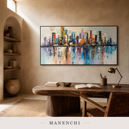 Crested Echoes | Contemporary Wall Art - original hand-painted painting by Manenchi, styled in a room setting