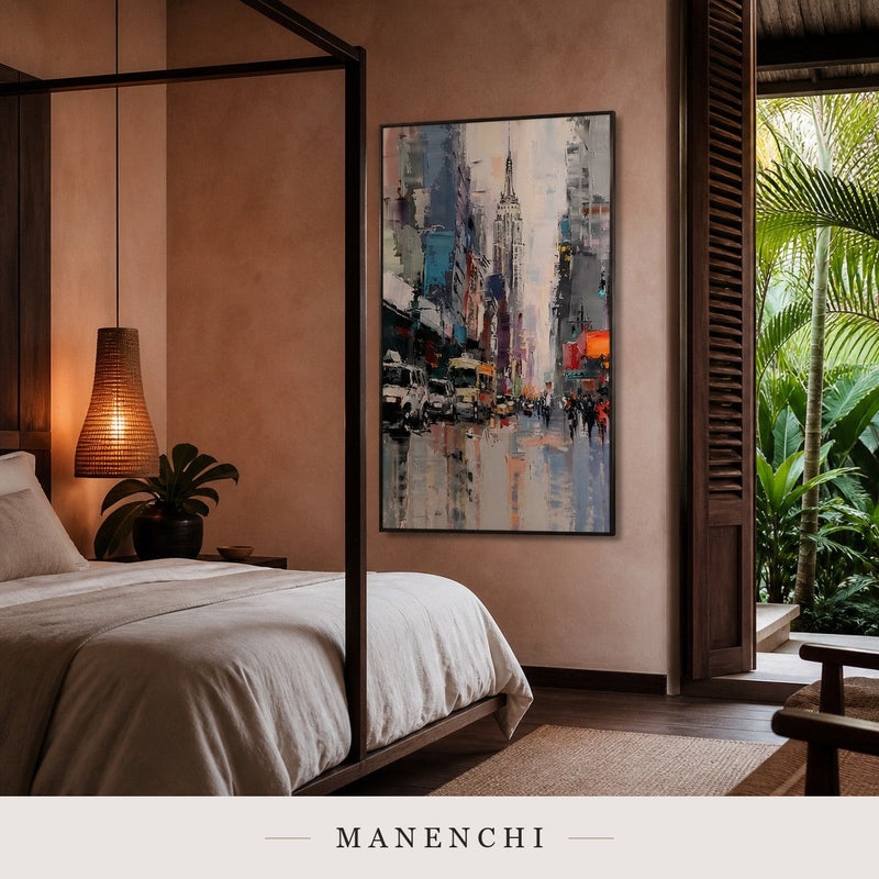 Material Ascent | Contemporary Wall Art - original hand-painted painting by Manenchi, styled in a room setting