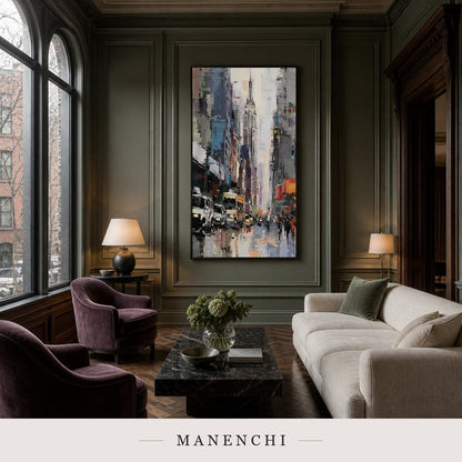 Material Ascent | Contemporary Wall Art - original hand-painted painting by Manenchi, styled in a room setting